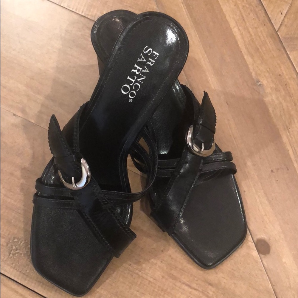 Franco Sarto Heeled Strappy Sandal Black 8 1/2